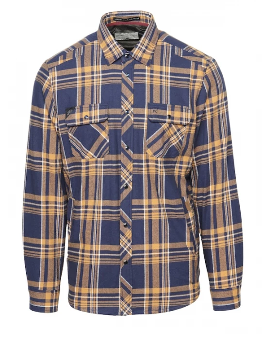 Foto van product KOROSHI Overhemd blauw / geel / wit