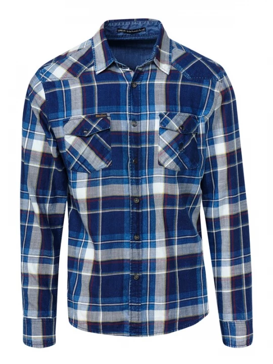 Foto van product KOROSHI Overhemd blauw / indigo / grijs