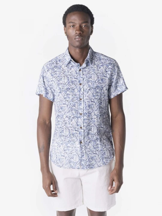 Foto van product KOROSHI Overhemd blauw / wit
