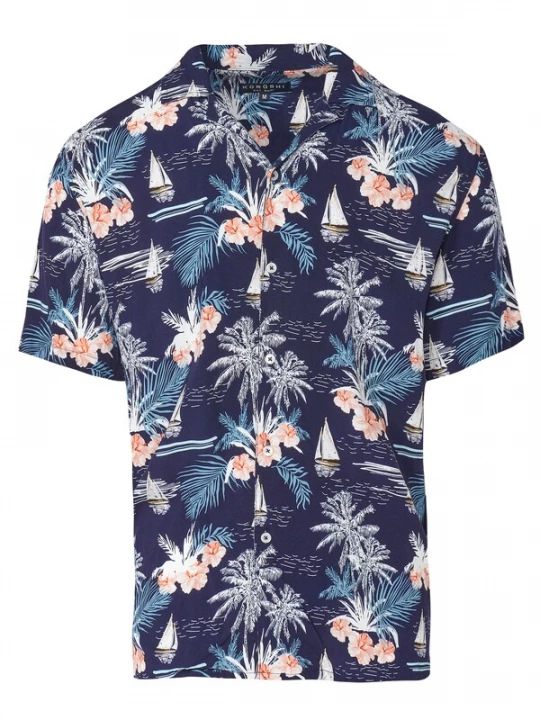 Foto van product KOROSHI Overhemd crème / navy / mintgroen / lichtoranje