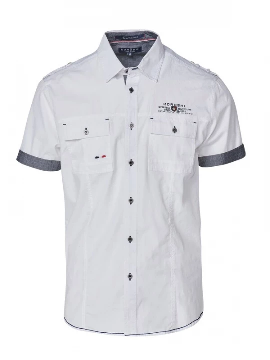 Foto van product KOROSHI Overhemd donkerblauw / wit