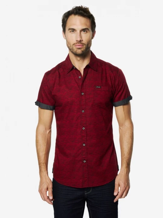 Foto van product KOROSHI Overhemd donkergrijs / donkerrood