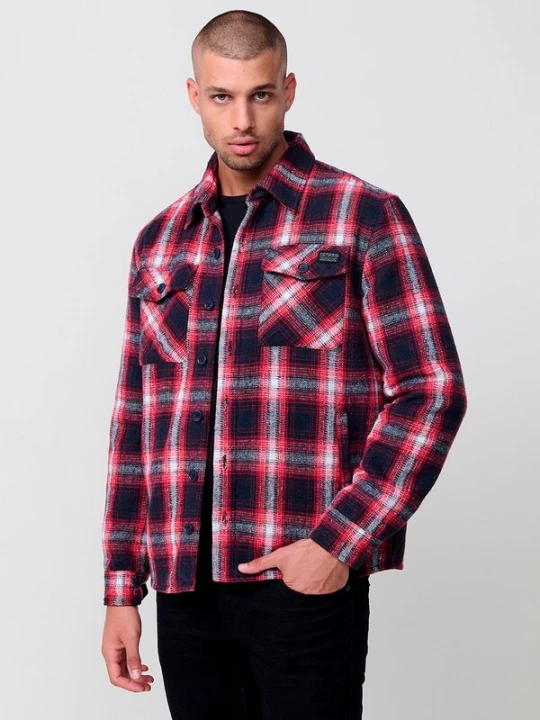 Foto van product KOROSHI Overhemd grijs / rood / zwart
