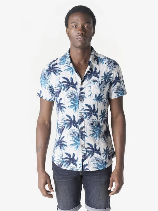 Foto van product KOROSHI Overhemd navy / azuur / wit