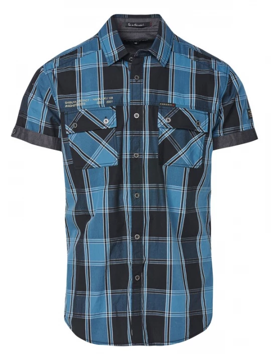 Foto van product KOROSHI Overhemd navy / hemelsblauw / zwart