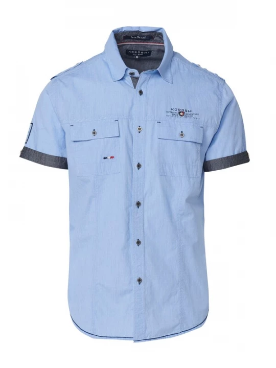 Foto van product KOROSHI Overhemd navy / lichtblauw