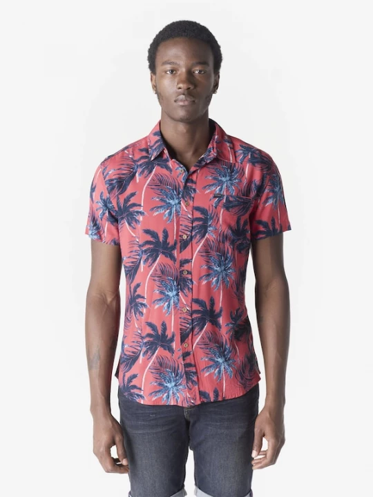 Foto van product KOROSHI Overhemd navy / lichtblauw / pitaja roze / wit