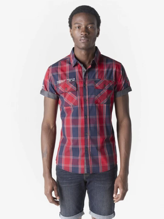 Foto van product KOROSHI Overhemd navy / rood