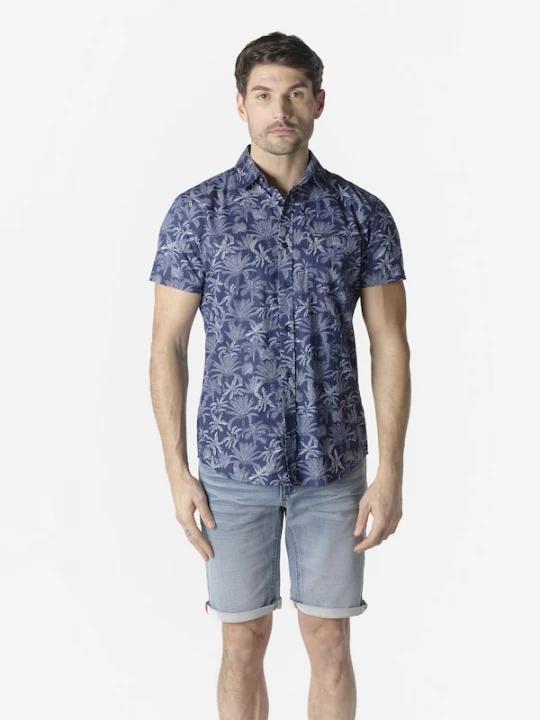 Foto van product KOROSHI Overhemd navy / wit