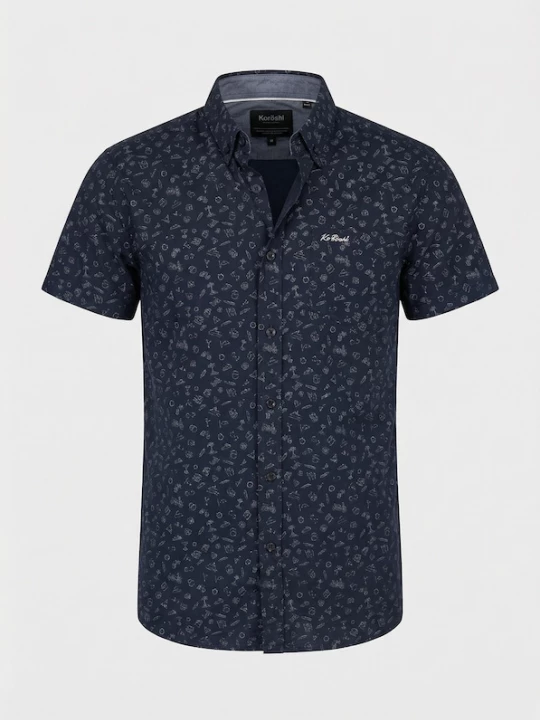 Foto van product KOROSHI Overhemd navy / wit