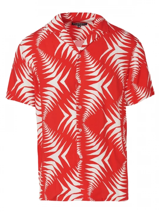 Foto van product KOROSHI Overhemd rood / wit