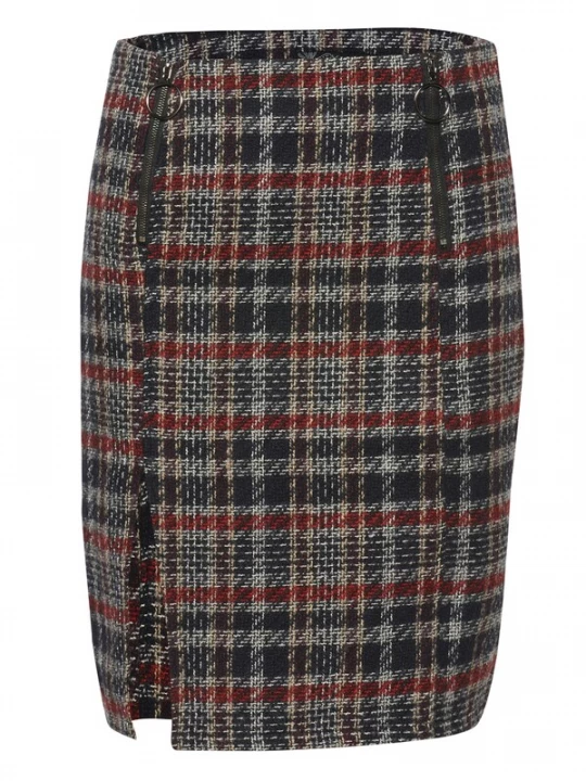 Foto van product KOROSHI Rok beige / navy / robijnrood / natuurwit