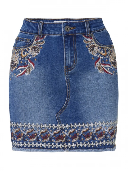 Foto van product KOROSHI Rok blauw denim / goud / wit