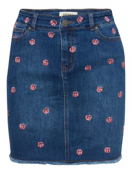 Foto van product KOROSHI Rok donkerblauw / wijnrood