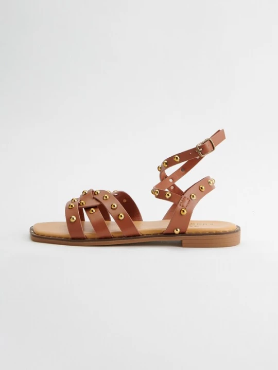 Foto van product KOROSHI Sandalen met riem kastanjebruin / goud