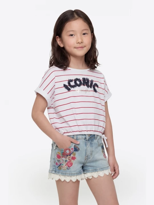 Foto van product KOROSHI Shirt antraciet / kersrood / zilver / wit