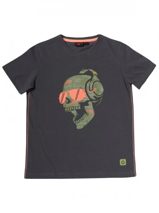 Foto van product KOROSHI Shirt antraciet / olijfgroen / koraal