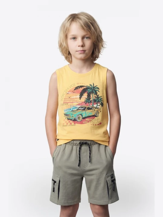 Foto van product KOROSHI Shirt aqua / geel / rood / zwart