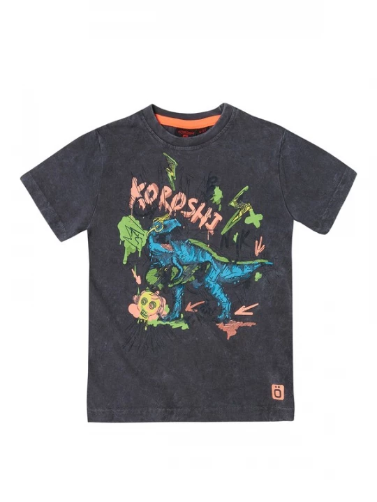 Foto van product KOROSHI Shirt aqua / grijs / lichtgroen / zalm roze