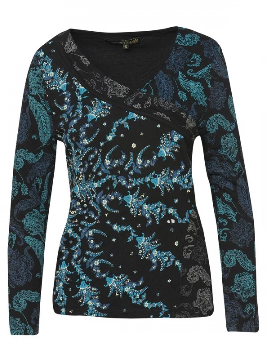 Foto van product KOROSHI Shirt aqua / zwart / wit