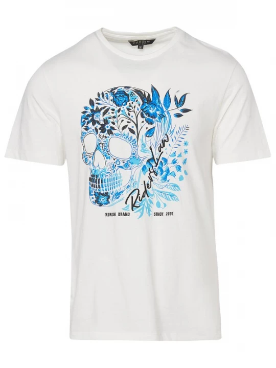 Foto van product KOROSHI Shirt azuur / lichtblauw / zwart / offwhite