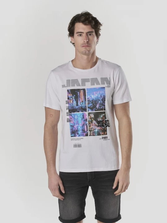 Foto van product KOROSHI Shirt azuur / lila / zwart / wit