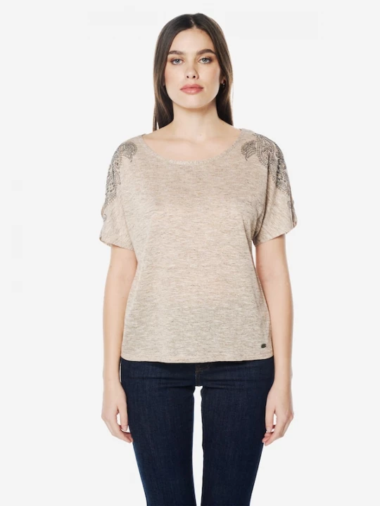 Foto van product KOROSHI Shirt beige gemêleerd / brons
