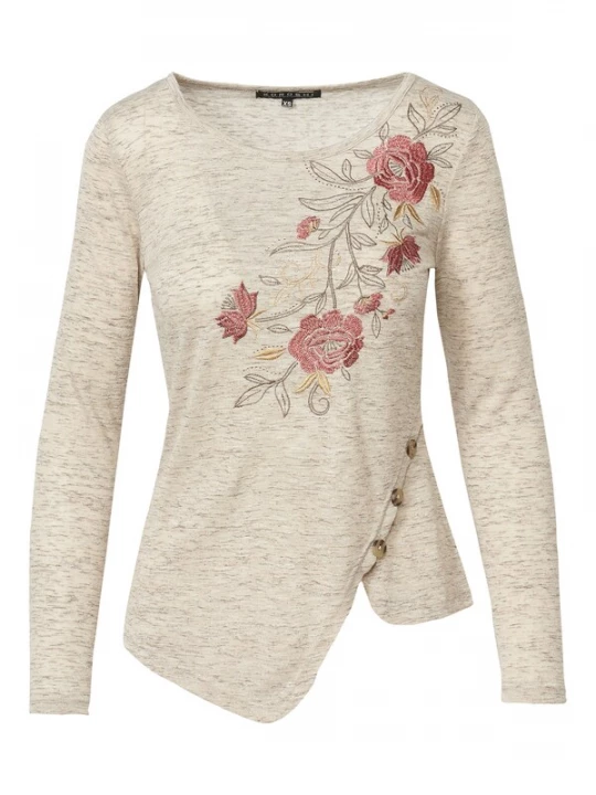 Foto van product KOROSHI Shirt beige / grijs / rood