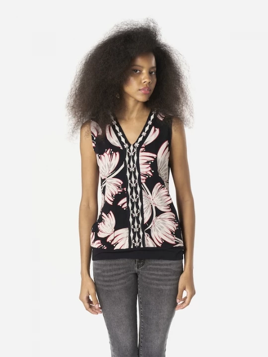 Foto van product KOROSHI Shirt beige / oudroze / zwart