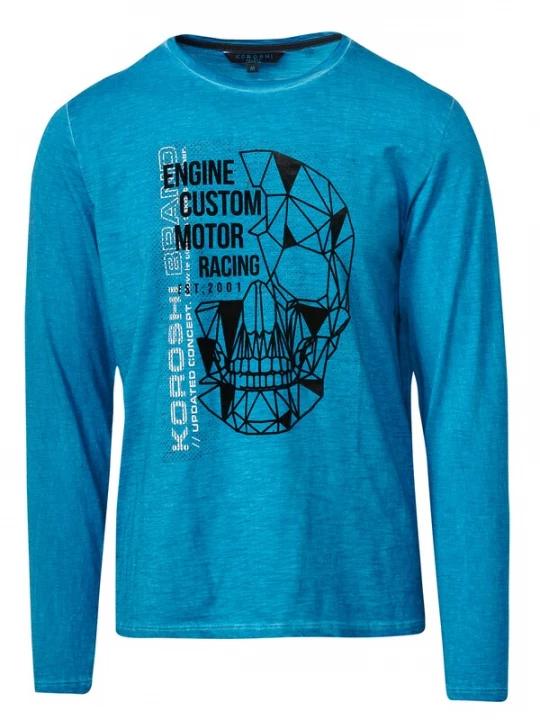 Foto van product KOROSHI Shirt blauw / blauw gemêleerd / zwart / wit
