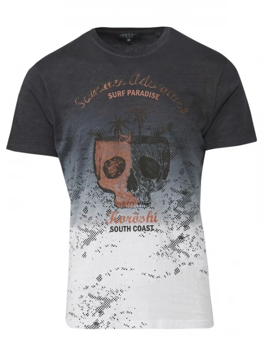 Foto van product KOROSHI Shirt blauw / bruin / wit