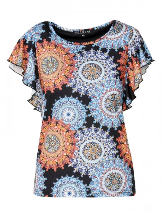 Foto van product KOROSHI Shirt blauw / lichtblauw / oranje / zwart