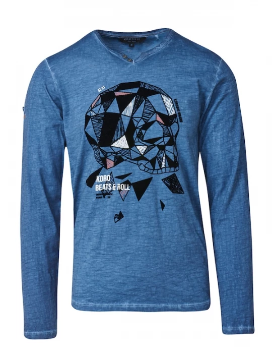 Foto van product KOROSHI Shirt blauw / zwart / wit