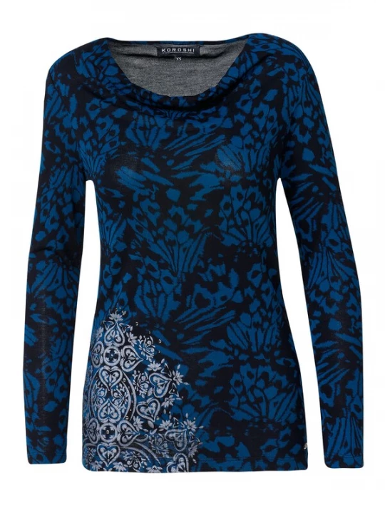 Foto van product KOROSHI Shirt blauw / zwart / wit