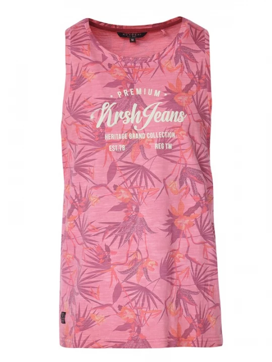 Foto van product KOROSHI Shirt bourgogne / watermeloen rood / wit