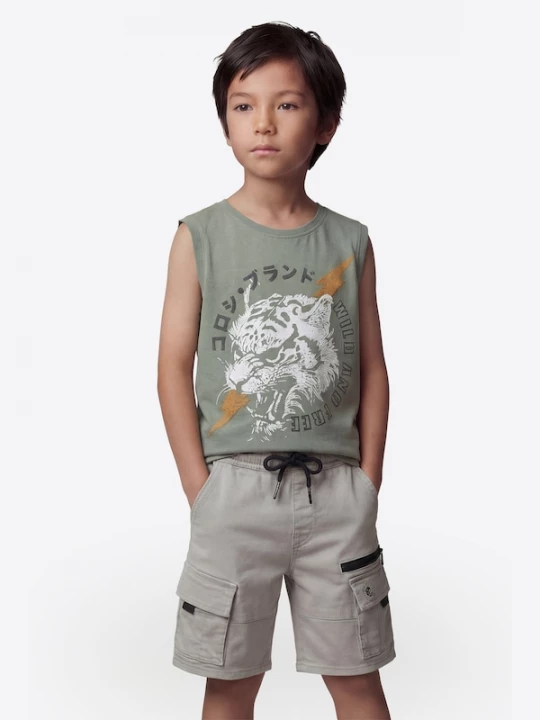 Foto van product KOROSHI Shirt bruin / kaki / zwart / wit