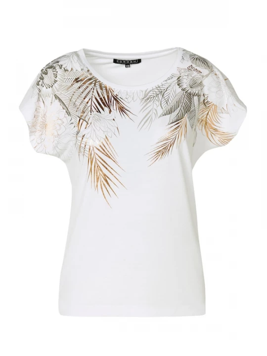 Foto van product KOROSHI Shirt bruin / olijfgroen / pastelgroen / wit