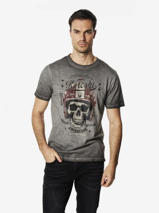 Foto van product KOROSHI Shirt crème / grijs / wijnrood / zwart