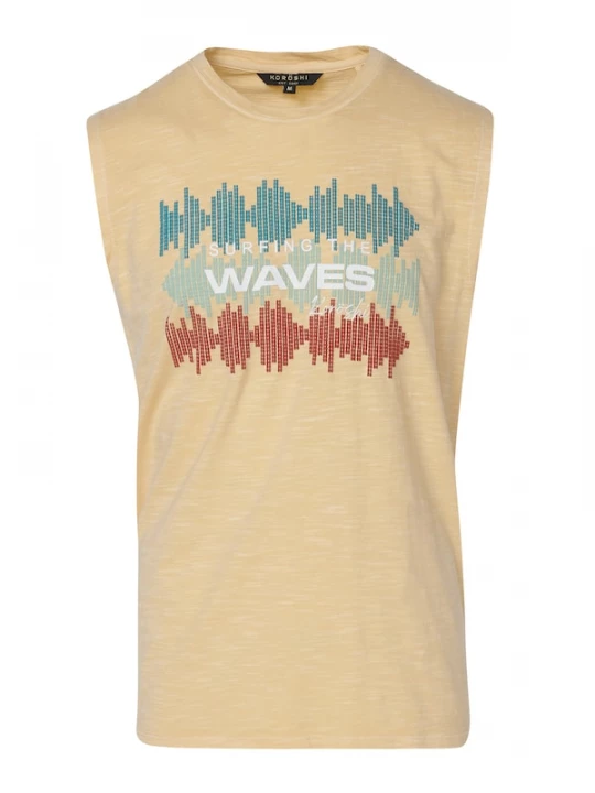 Foto van product KOROSHI Shirt cyaan blauw / kreeft / lichtoranje / wit
