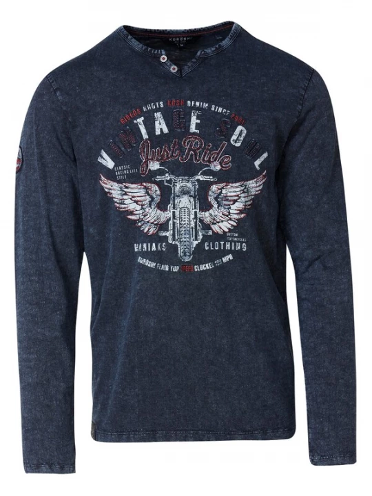 Foto van product KOROSHI Shirt donkerblauw / donkerrood / wit