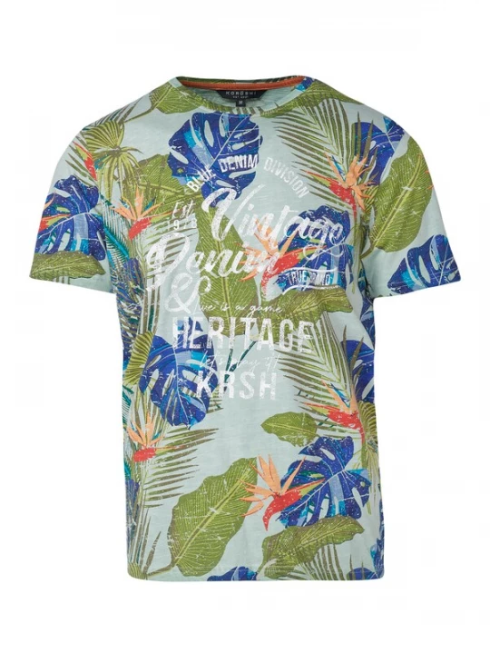 Foto van product KOROSHI Shirt donkerblauw / kaki / oranje / wit