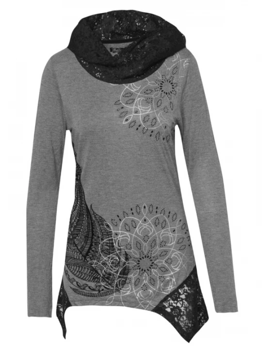 Foto van product KOROSHI Shirt donkergrijs / zwart / wit