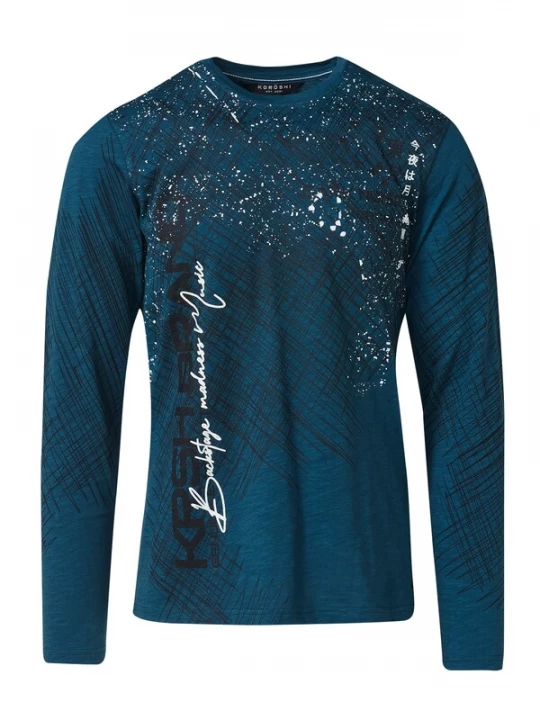 Foto van product KOROSHI Shirt donkergroen / zwart / wit