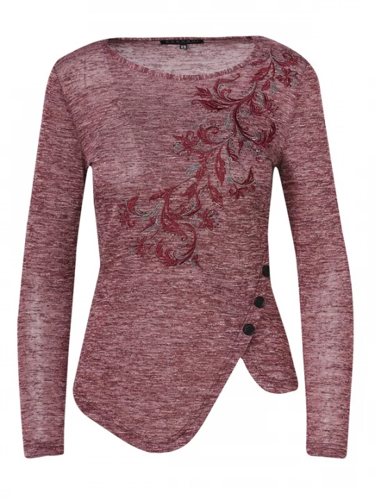 Foto van product KOROSHI Shirt donkerrood / rood gemêleerd
