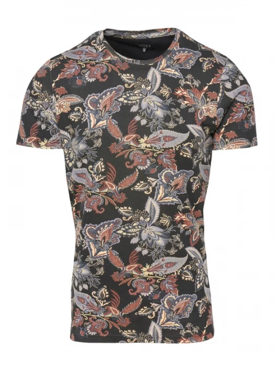 Foto van product KOROSHI Shirt duifblauw / bruin / lichtgeel / zwart
