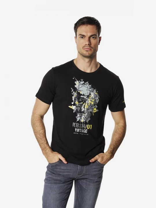 Foto van product KOROSHI Shirt geel / grijs / antraciet / lichtgrijs