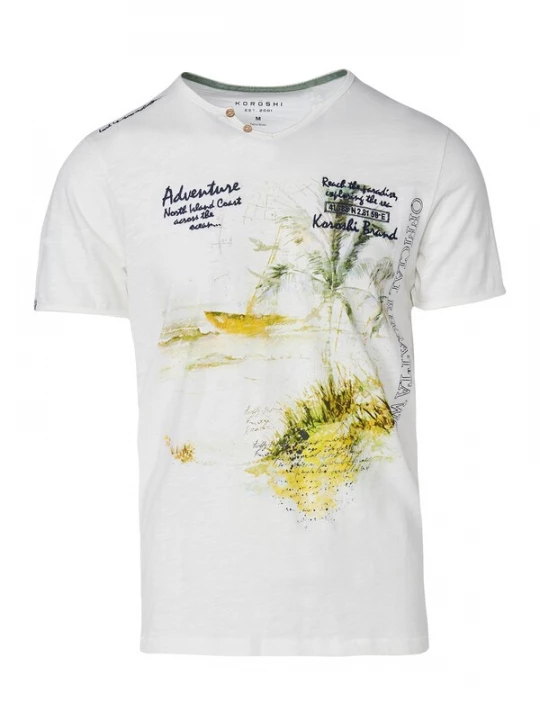 Foto van product KOROSHI Shirt geel / groen / zwart / offwhite