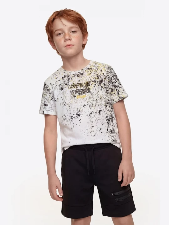 Foto van product KOROSHI Shirt geel / lichtgrijs / wit