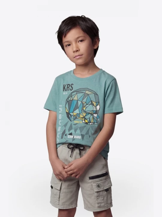 Foto van product KOROSHI Shirt geel / mintgroen / zwart / wit
