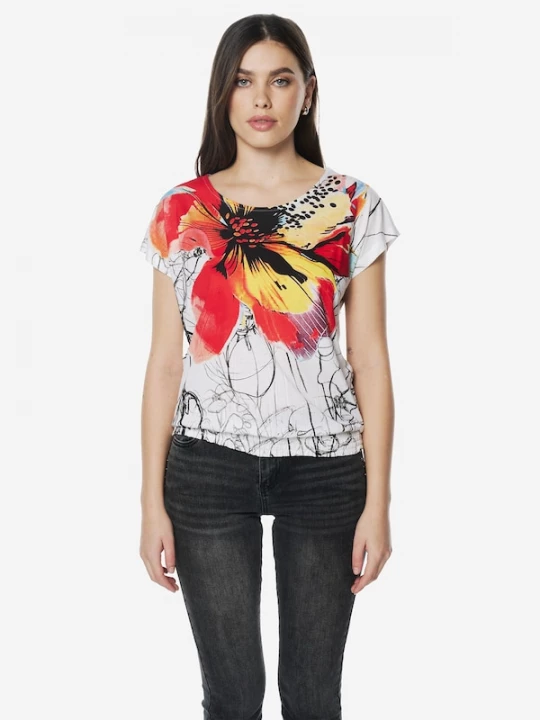 Foto van product KOROSHI Shirt geel / rood / zwart / wit